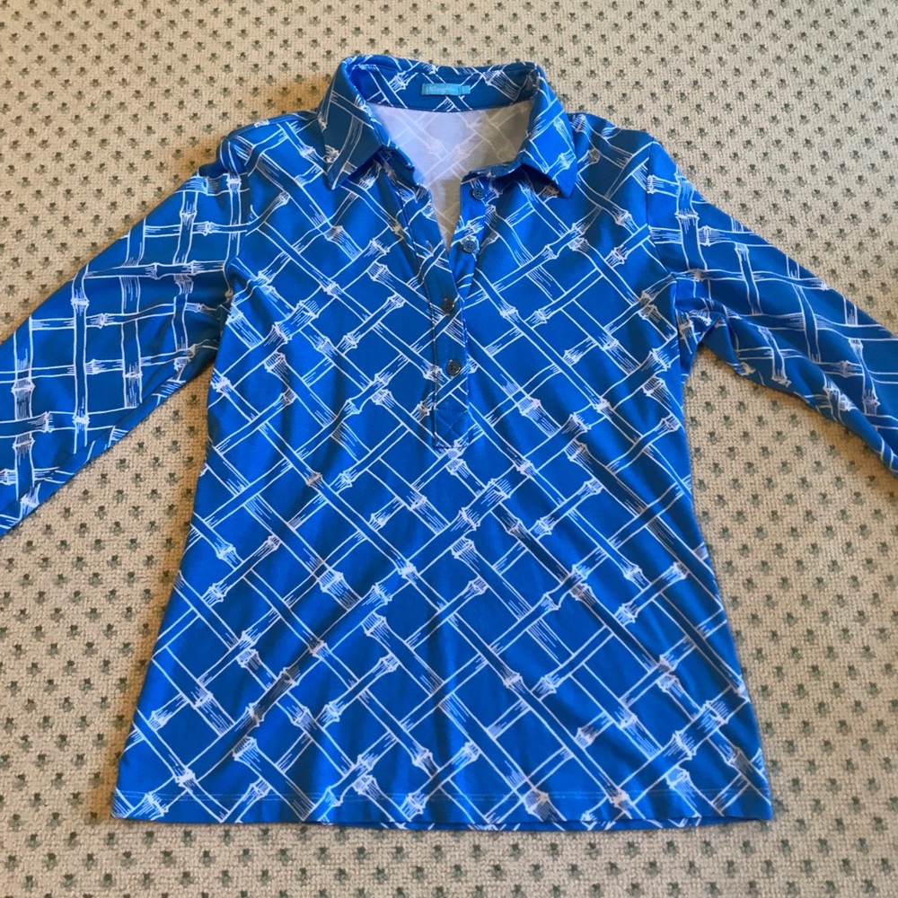 J. McLaughlin Blue Graphic Button Down Shirt